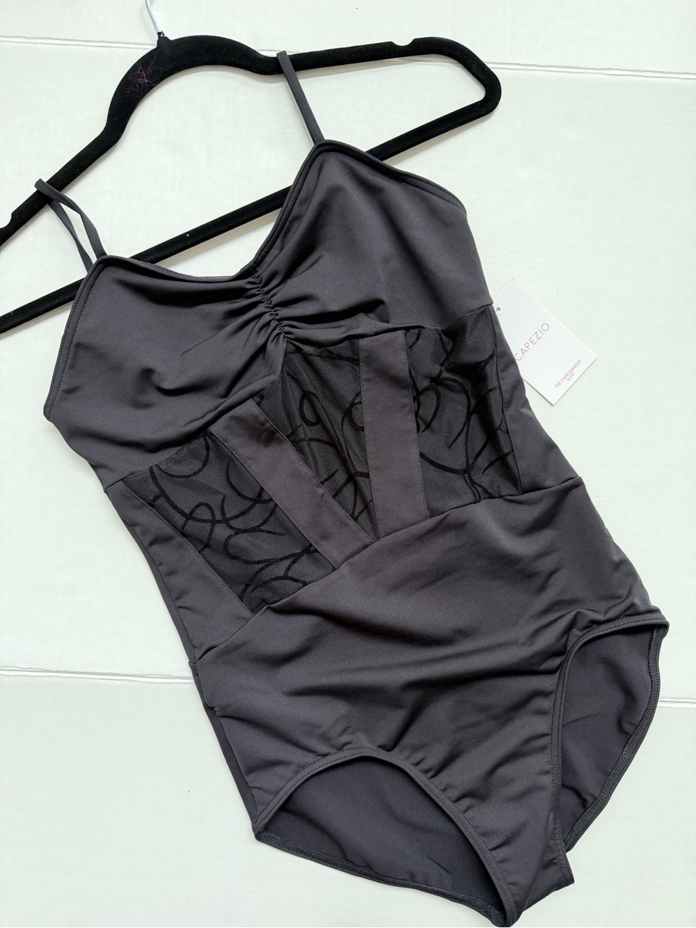 Capezio Women’s Grace Black Mesh Panel Leotard- Medium